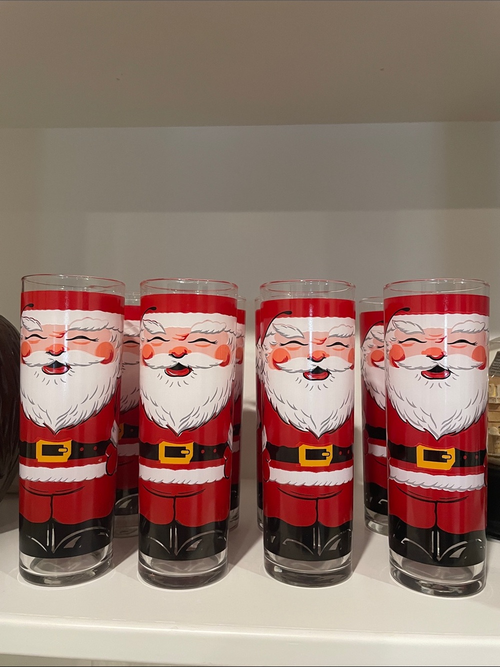 Georges Briard set of 8 Santa Glass Holiday Drinkware